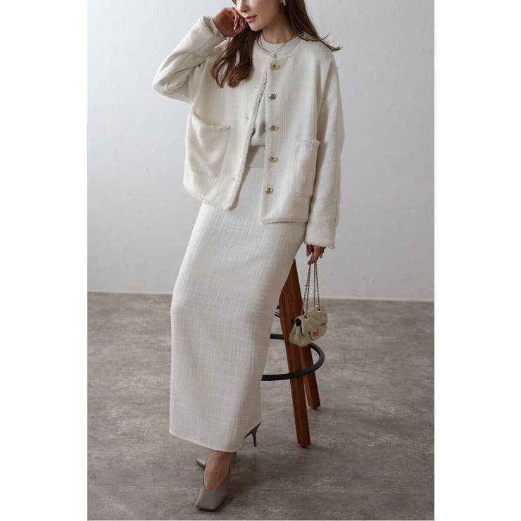 ツイードゴールド釦フリンジジャケット | BONJOUR SAGAN | 詳細画像21 