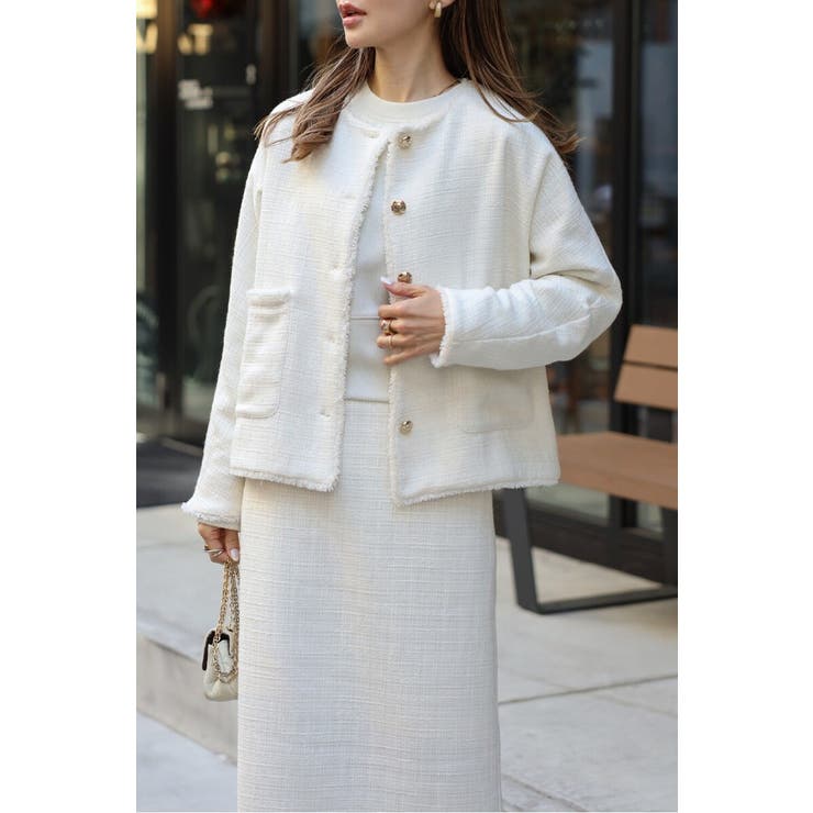 ツイードゴールド釦フリンジジャケット | BONJOUR SAGAN | 詳細画像22 