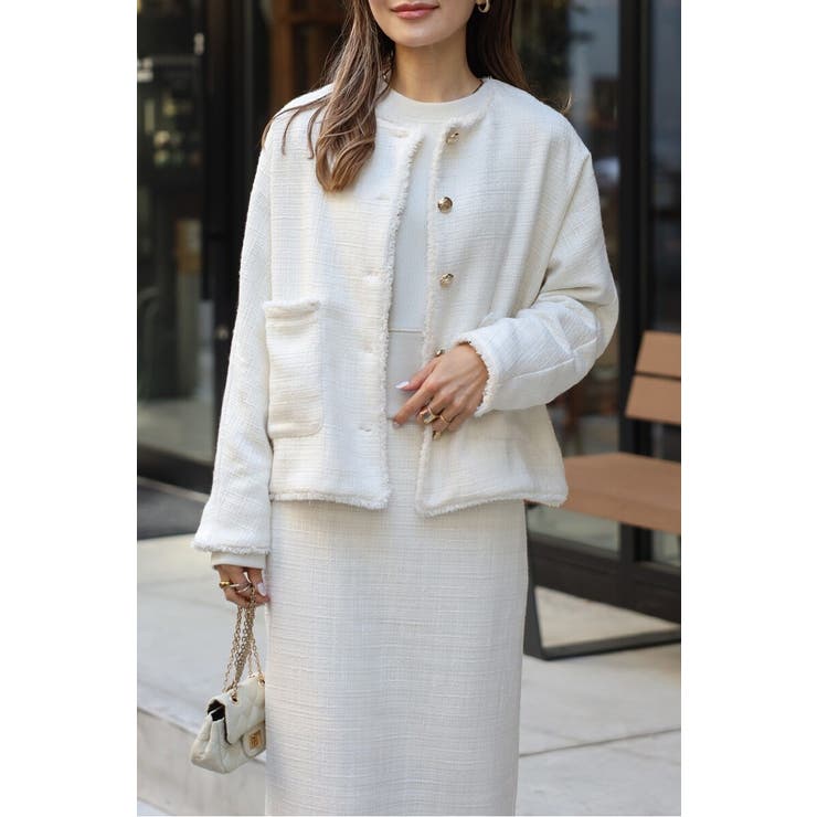 ツイードゴールド釦フリンジジャケット | BONJOUR SAGAN | 詳細画像23 