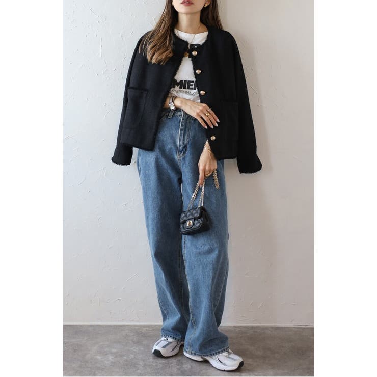 ツイードゴールド釦フリンジジャケット | BONJOUR SAGAN | 詳細画像1 