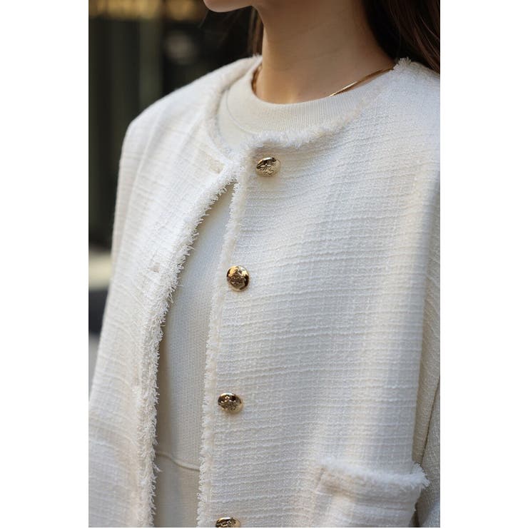 ツイードゴールド釦フリンジジャケット | BONJOUR SAGAN | 詳細画像29 