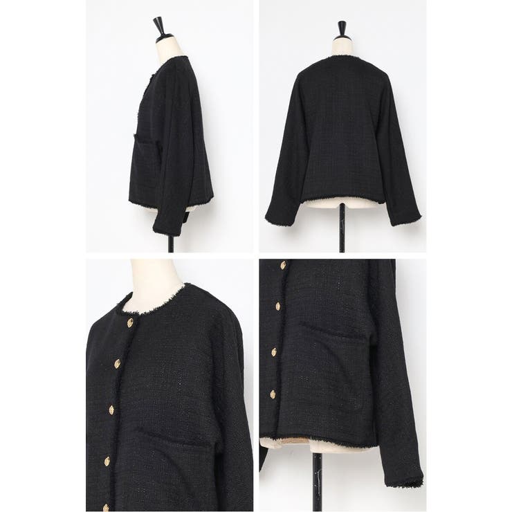 ツイードゴールド釦フリンジジャケット | BONJOUR SAGAN | 詳細画像33 