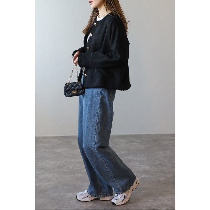 ツイードゴールド釦フリンジジャケット | BONJOUR SAGAN | 詳細画像7 