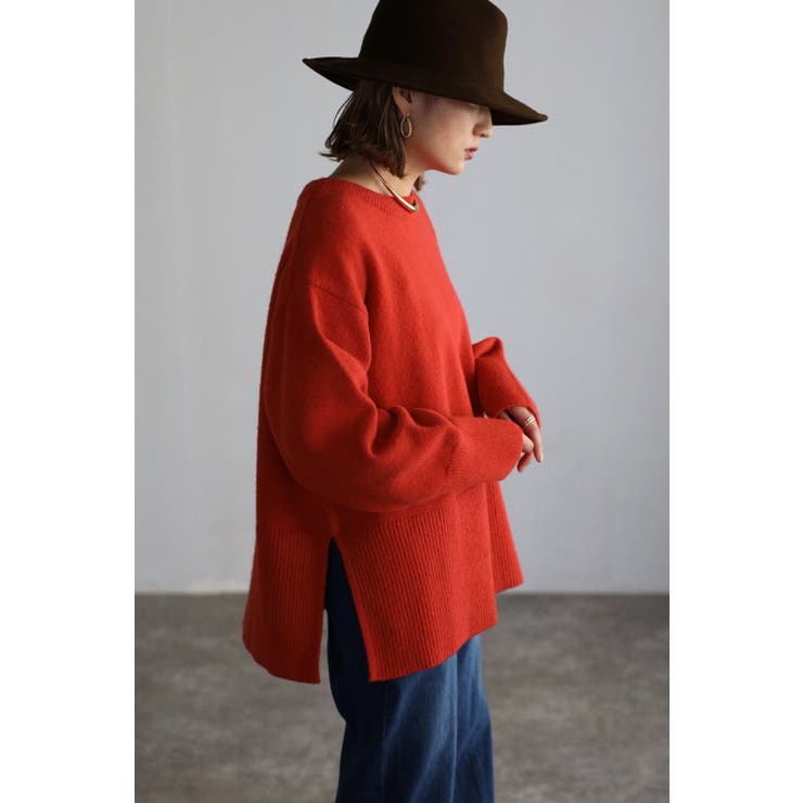 ORANGE-RED | 裾リブニット | BONJOUR SAGAN
