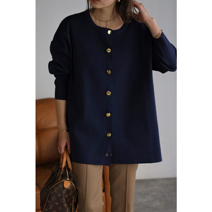 NAVY | ダイバーニット金釦カーディガン 88 003328 | BONJOUR SAGAN