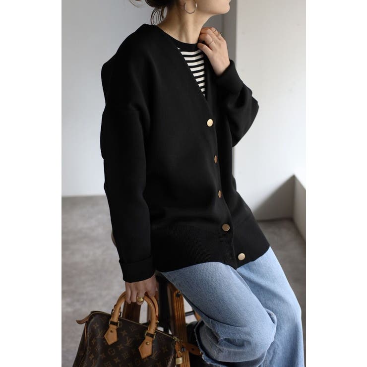 ゴールドボタン ダンボールカーディガン | BONJOUR SAGAN | 詳細画像3 