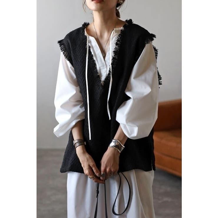 ツイードフリンジディープVベスト 88-002936 | BONJOUR SAGAN | 詳細画像7 