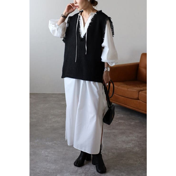 ツイードフリンジディープVベスト 88-002936 | BONJOUR SAGAN | 詳細画像8 