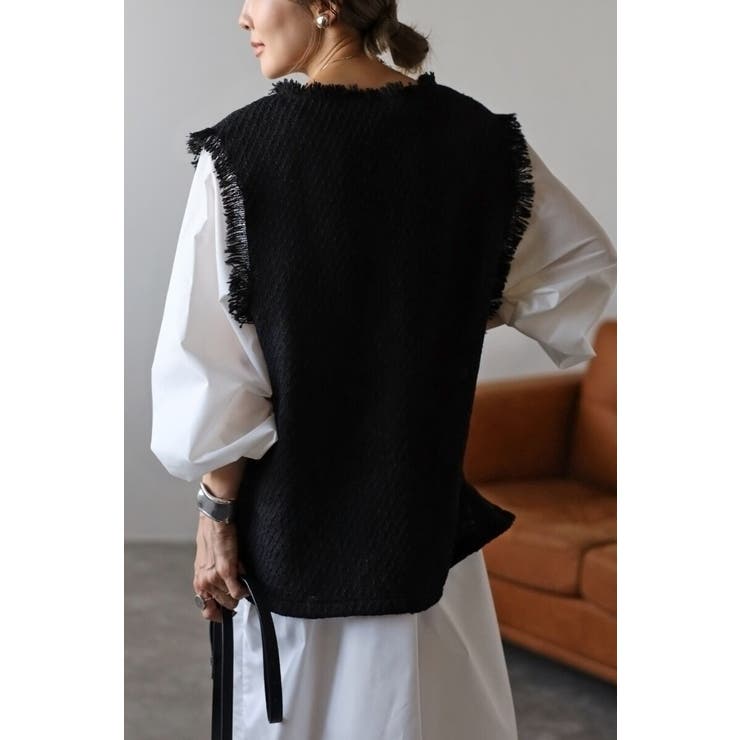 ツイードフリンジディープVベスト 88-002936 | BONJOUR SAGAN | 詳細画像11 