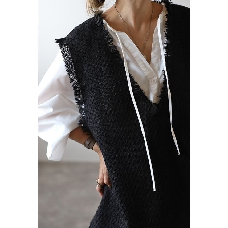 ツイードフリンジディープVベスト 88-002936 | BONJOUR SAGAN | 詳細画像13 