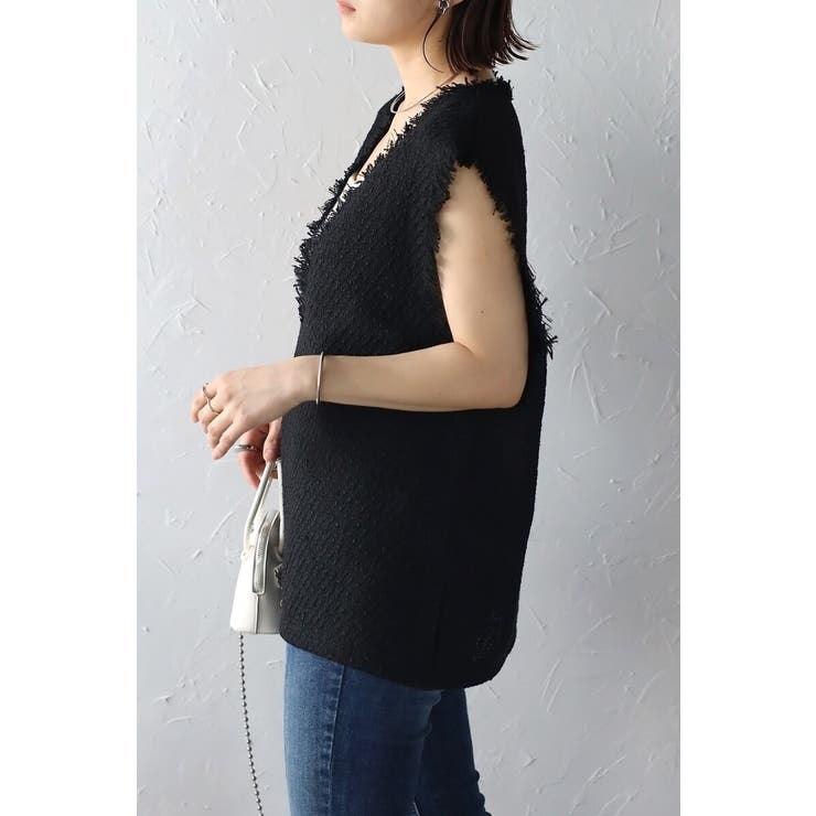 ツイードフリンジディープVベスト 88-002936 | BONJOUR SAGAN | 詳細画像2 