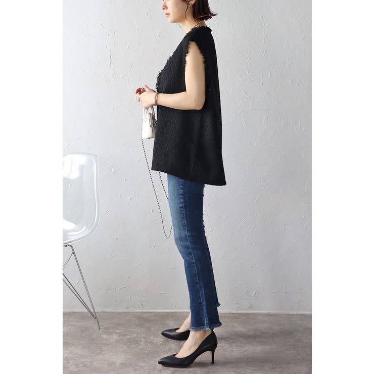 ツイードフリンジディープVベスト 88-002936 | BONJOUR SAGAN | 詳細画像3 