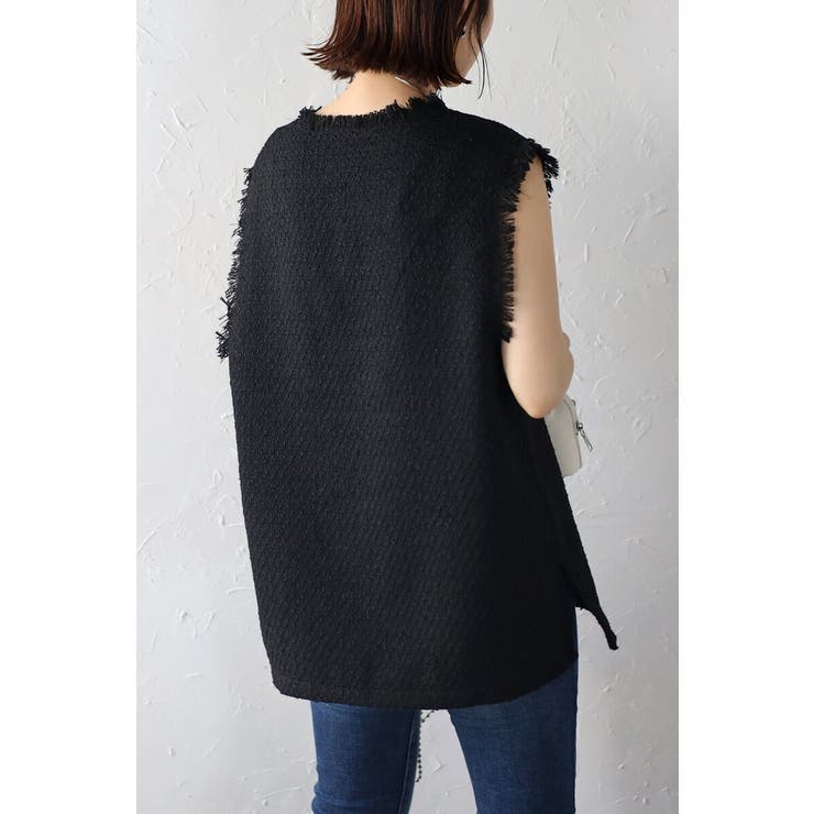 ツイードフリンジディープVベスト 88-002936 | BONJOUR SAGAN | 詳細画像4 