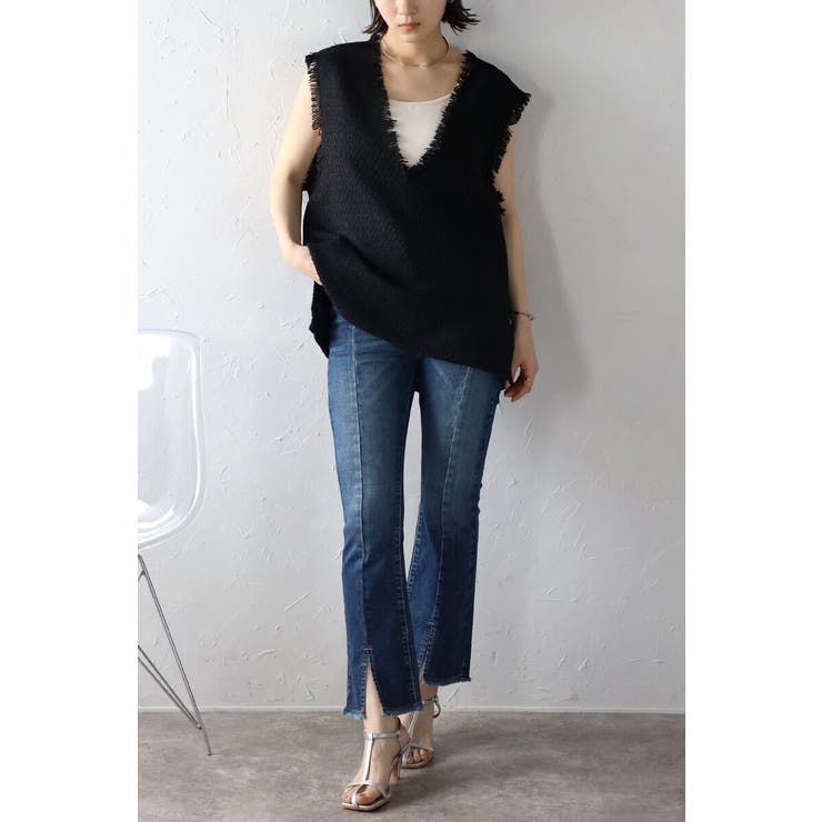 ツイードフリンジディープVベスト 88-002936 | BONJOUR SAGAN | 詳細画像6 