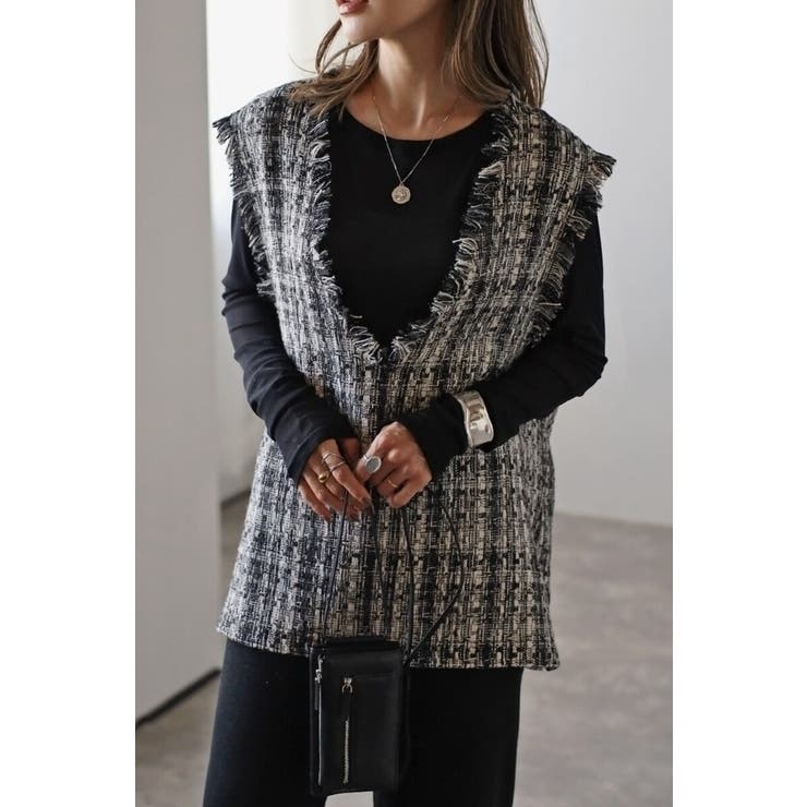 ツイードフリンジディープVベスト 88-002936 | BONJOUR SAGAN | 詳細画像19 