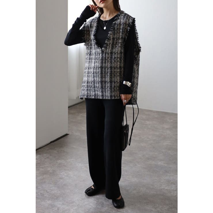 ツイードフリンジディープVベスト 88-002936 | BONJOUR SAGAN | 詳細画像20 