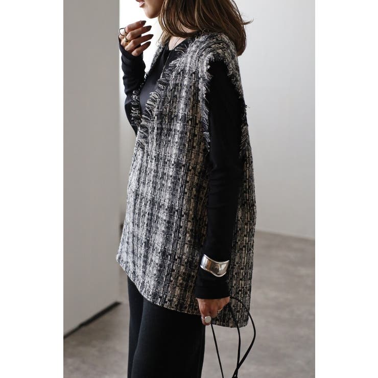 ツイードフリンジディープVベスト 88-002936 | BONJOUR SAGAN | 詳細画像21 