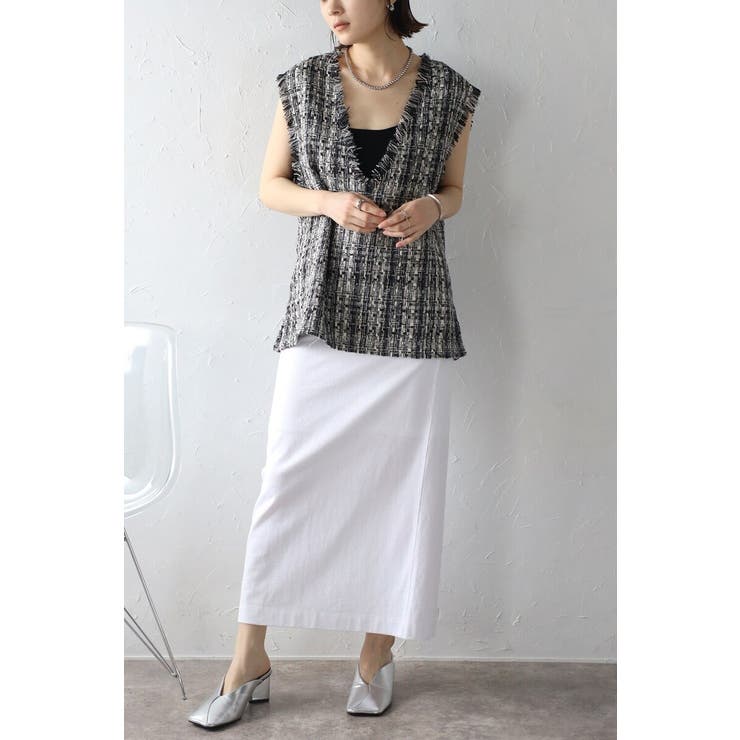 ツイードフリンジディープVベスト 88-002936 | BONJOUR SAGAN | 詳細画像14 