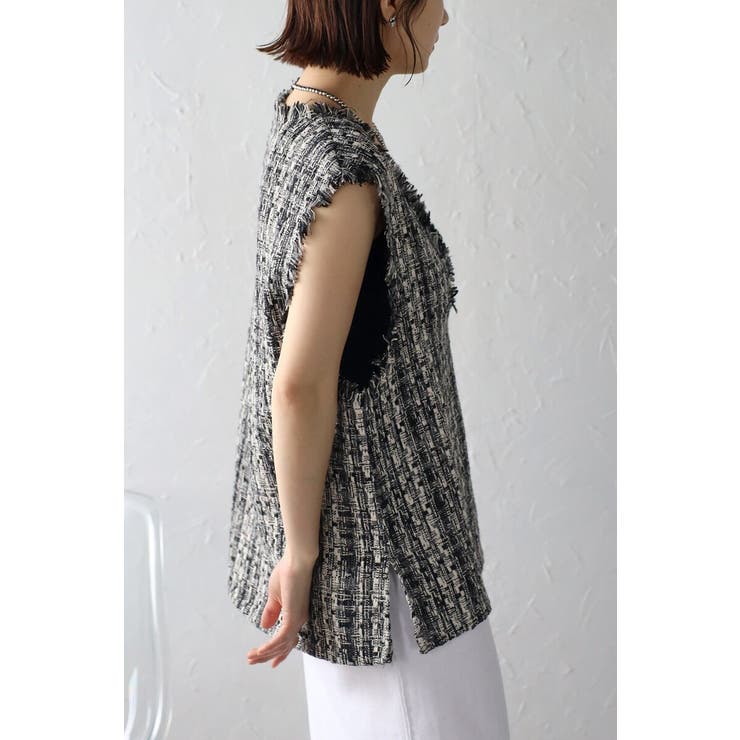 ツイードフリンジディープVベスト 88-002936 | BONJOUR SAGAN | 詳細画像15 