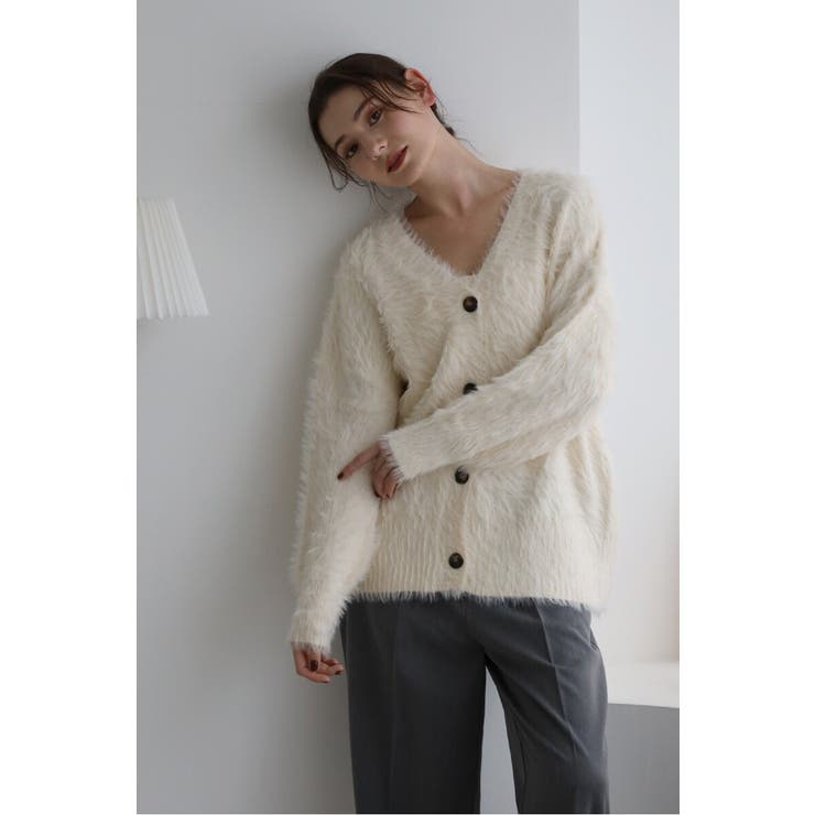 IVORY | shaggy knit cardigan / シャギーニットカーディガン | BONJOUR SAGAN