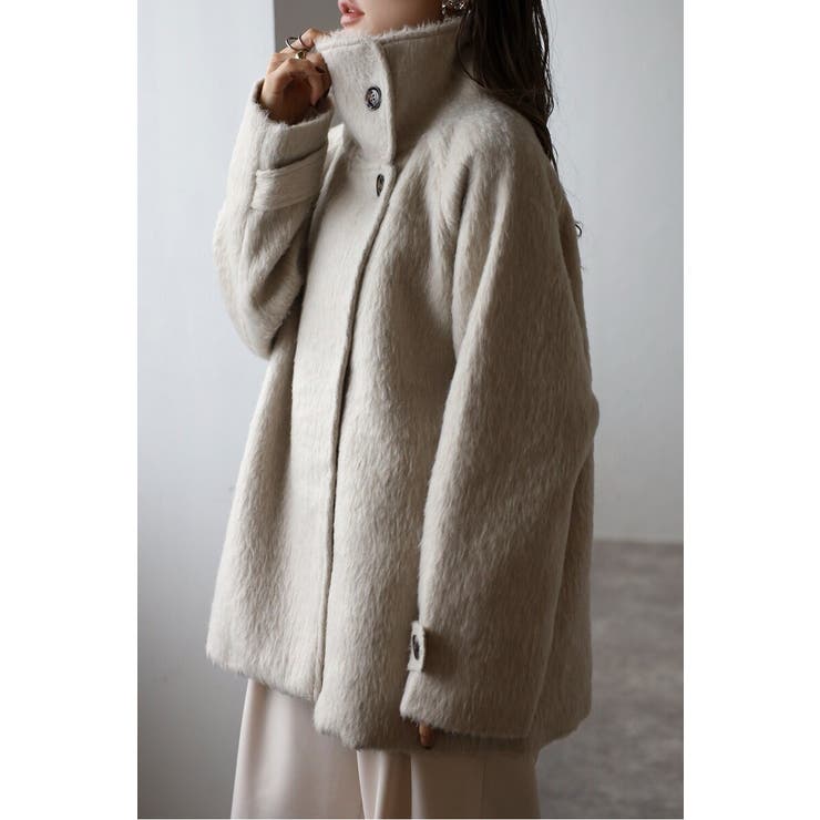 シャギーミドル丈スタンドカラーコート[品番：BLEW0002029]｜BONJOUR