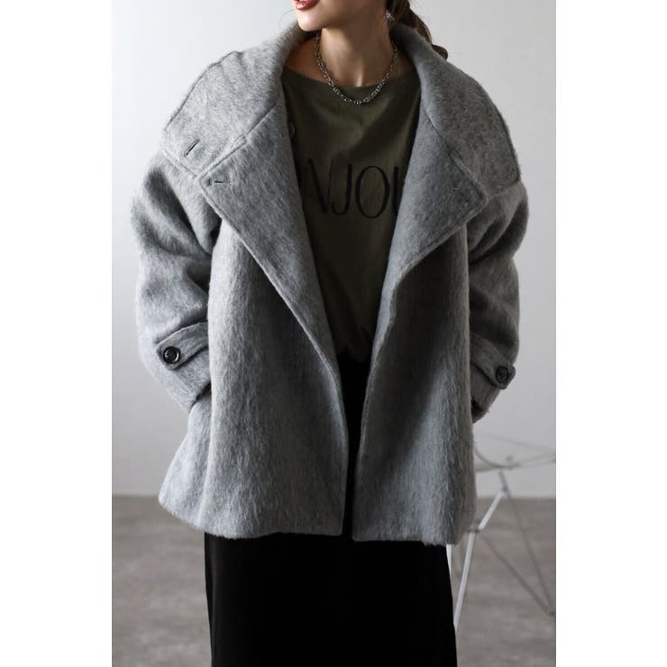 シャギーミドル丈スタンドカラーコート[品番：BLEW0002029]｜BONJOUR