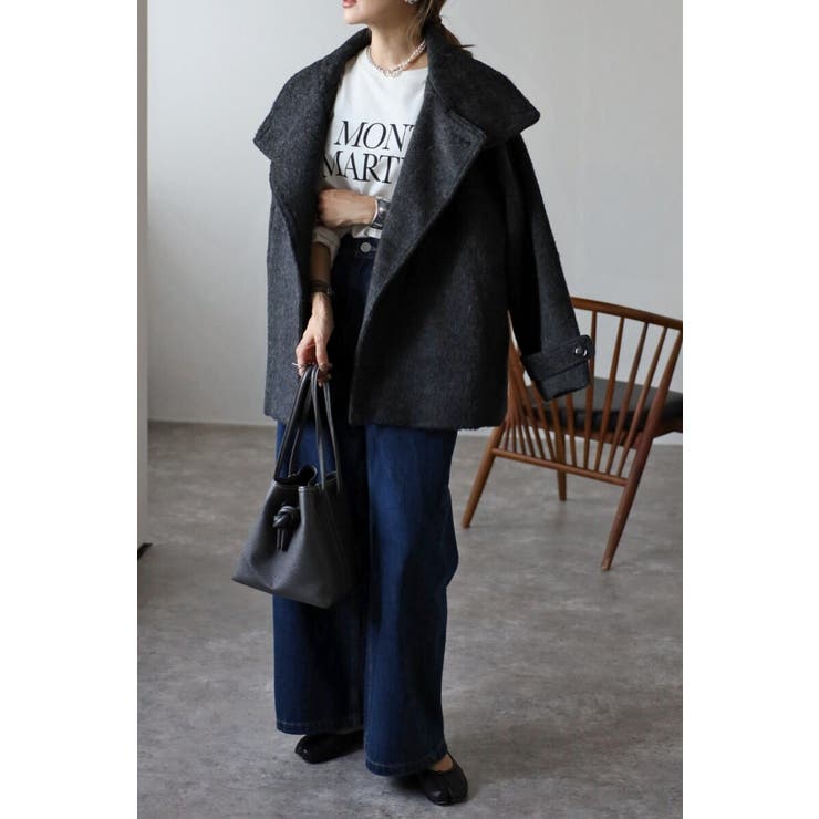 シャギーミドル丈スタンドカラーコート[品番：BLEW0002029]｜BONJOUR