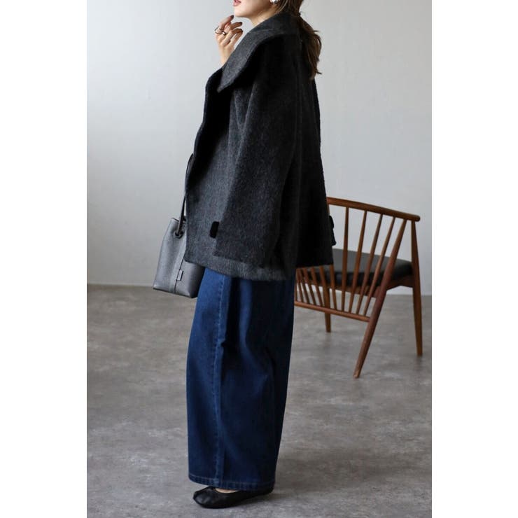 シャギーミドル丈スタンドカラーコート[品番：BLEW0002029]｜BONJOUR