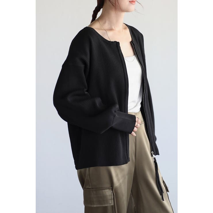 ダブルジップダンボールリブニットカーディガン 88-003686 | BONJOUR SAGAN | 詳細画像2 