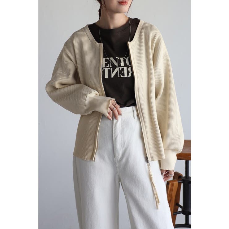 ダブルジップダンボールリブニットカーディガン 88-003686 | BONJOUR SAGAN | 詳細画像9 