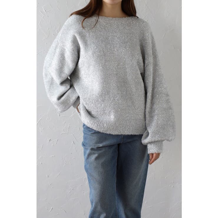 前後2WAYラメシャギークルーネックカーディガン 88-003687 | BONJOUR SAGAN | 詳細画像2 