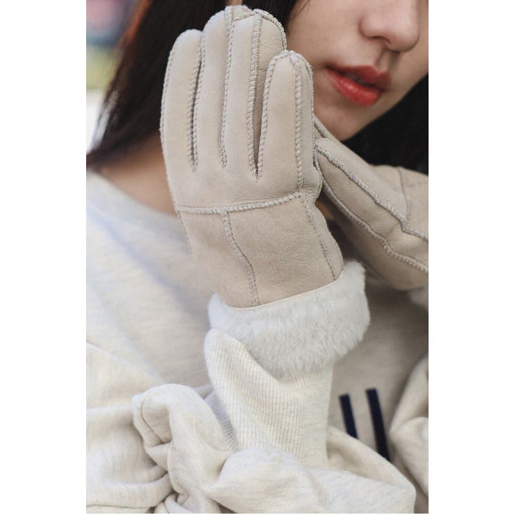 LIGHT-BEIGE | 【Casselini】リアルムートン手袋 88-003763 | BONJOUR SAGAN