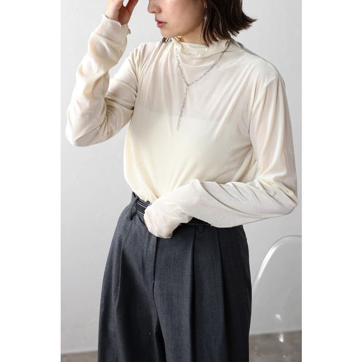 IVORY | ベロアメロータートルプルオーバー 88-003843 | BONJOUR SAGAN