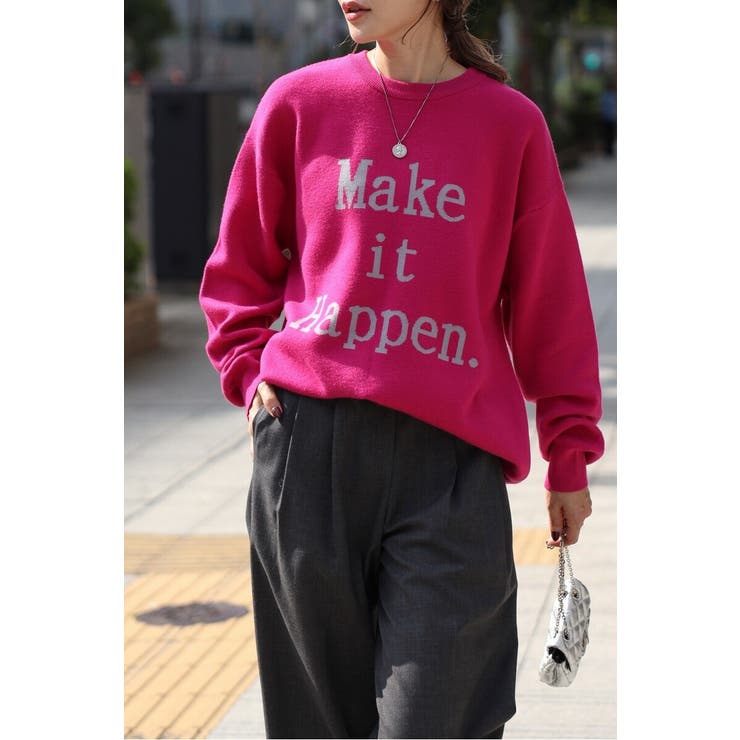 PINK | Make it Happenロゴニット 88-003883 | BONJOUR SAGAN