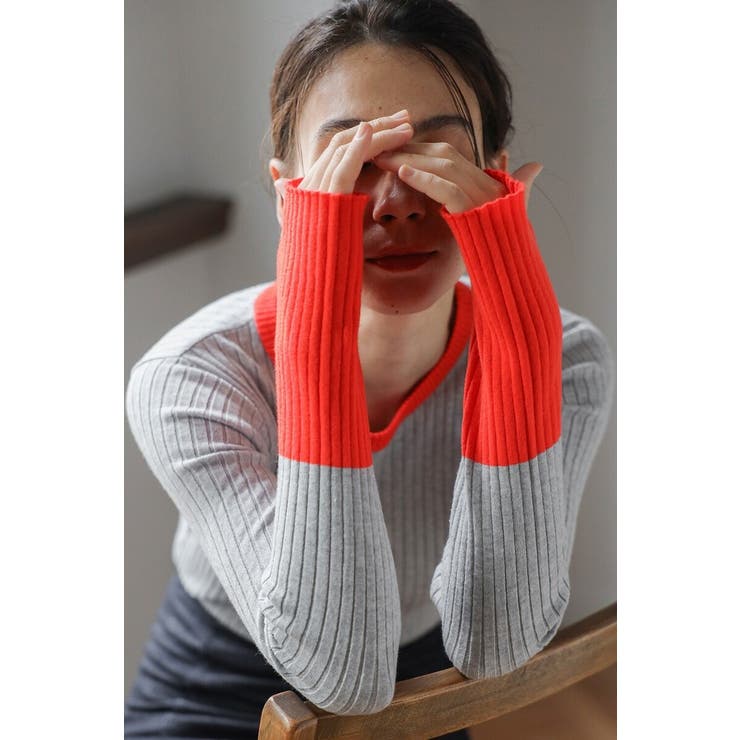 配色フィンガーホールリブニット 88-003886 | BONJOUR SAGAN | 詳細画像1 