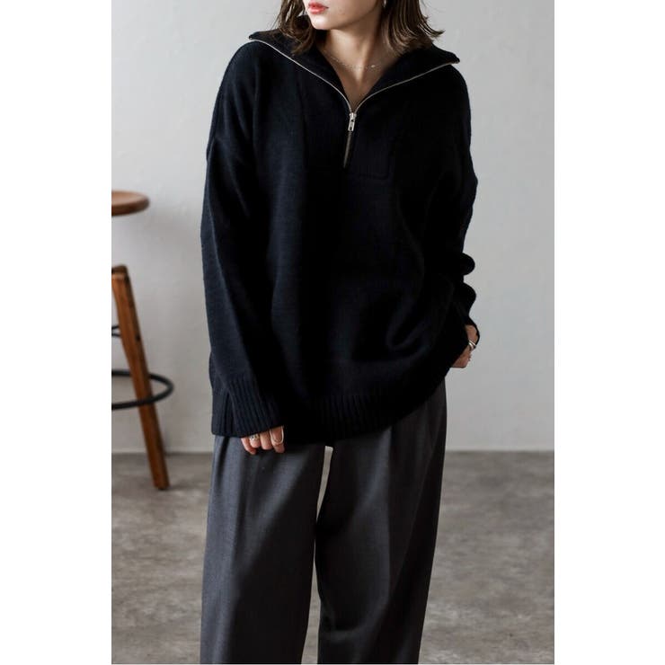 ハイネックハーフジップニット 88-003887 | BONJOUR SAGAN | 詳細画像1 