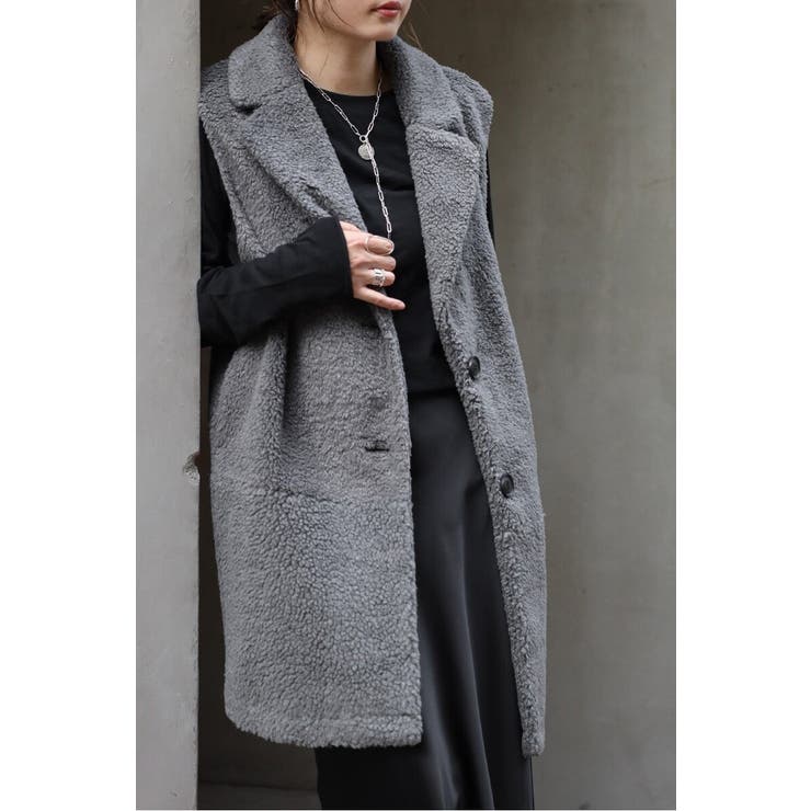 CHARCOAL-GRAY | シングルブレストボアベスト 88-003914 | BONJOUR SAGAN