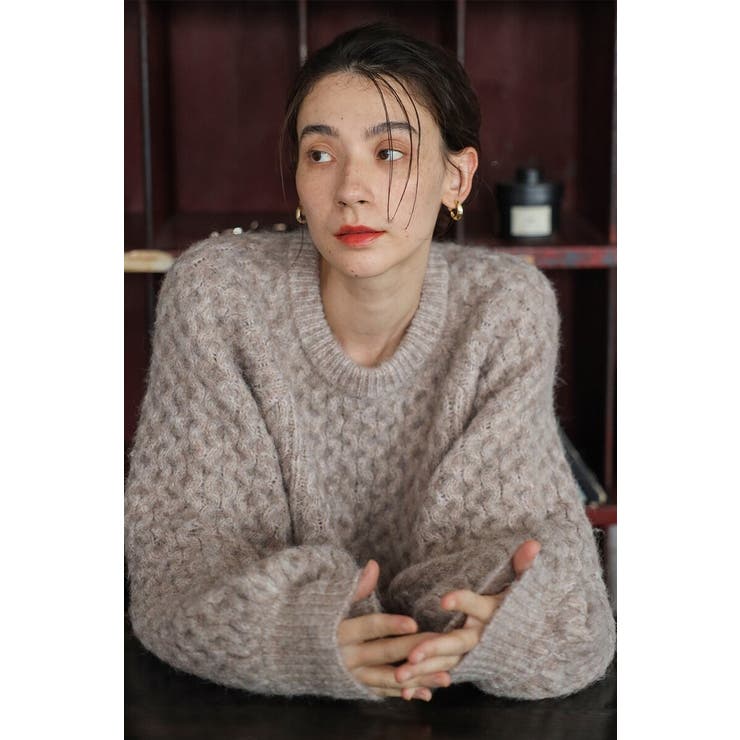 LIGHT-COCOA | ハニカムミックスボリュームニット 88-003925 | BONJOUR SAGAN