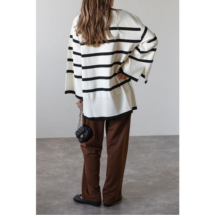 スリットスリーブボートネックボーダーニット | BONJOUR SAGAN | 詳細画像7 