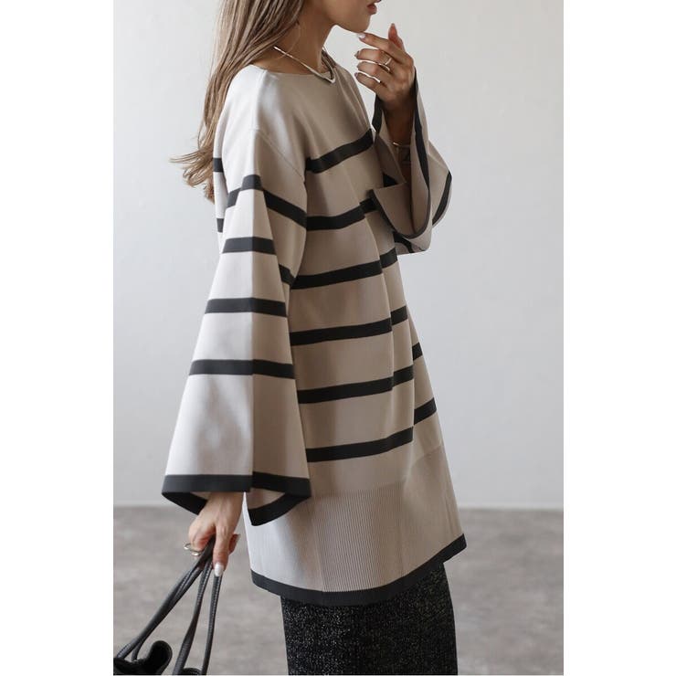 スリットスリーブボートネックボーダーニット | BONJOUR SAGAN | 詳細画像9 