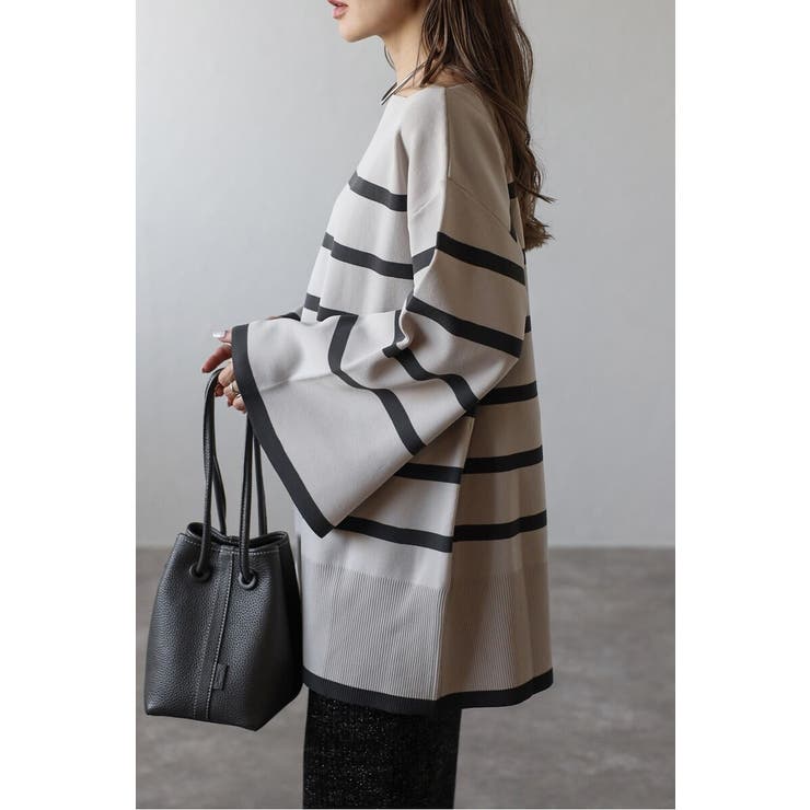 スリットスリーブボートネックボーダーニット | BONJOUR SAGAN | 詳細画像10 