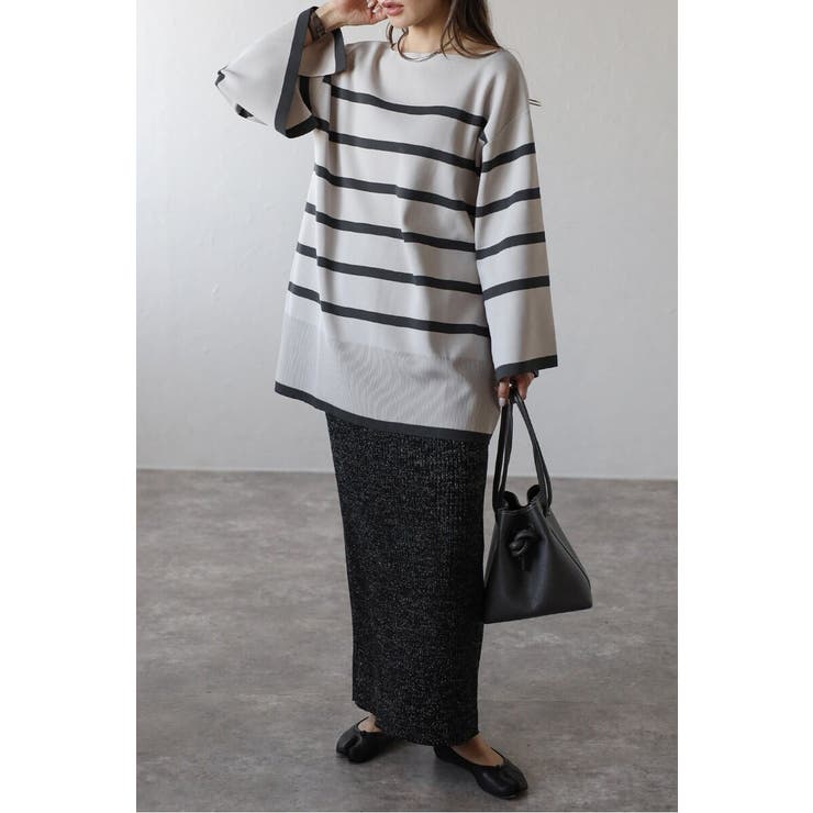 スリットスリーブボートネックボーダーニット | BONJOUR SAGAN | 詳細画像13 