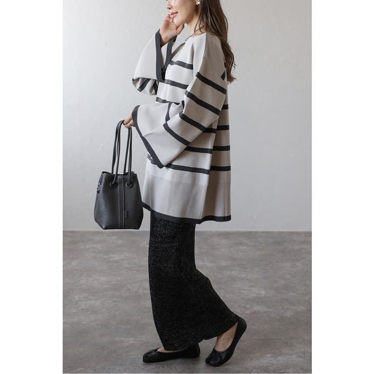 スリットスリーブボートネックボーダーニット | BONJOUR SAGAN | 詳細画像14 