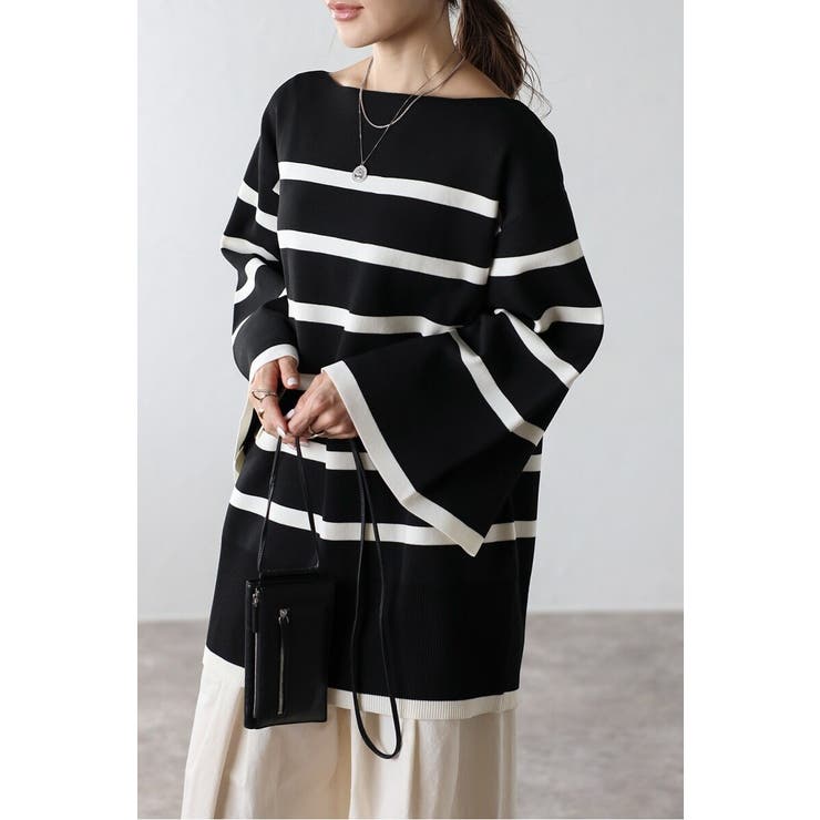 スリットスリーブボートネックボーダーニット | BONJOUR SAGAN | 詳細画像17 