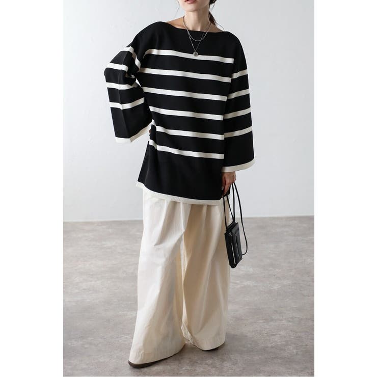 スリットスリーブボートネックボーダーニット | BONJOUR SAGAN | 詳細画像20 