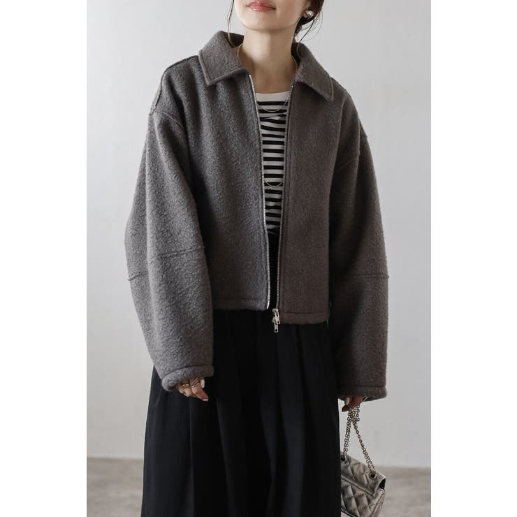CHARCOAL-GRAY | ブークレステンカラーWジップブルゾン 88-003964 | BONJOUR SAGAN
