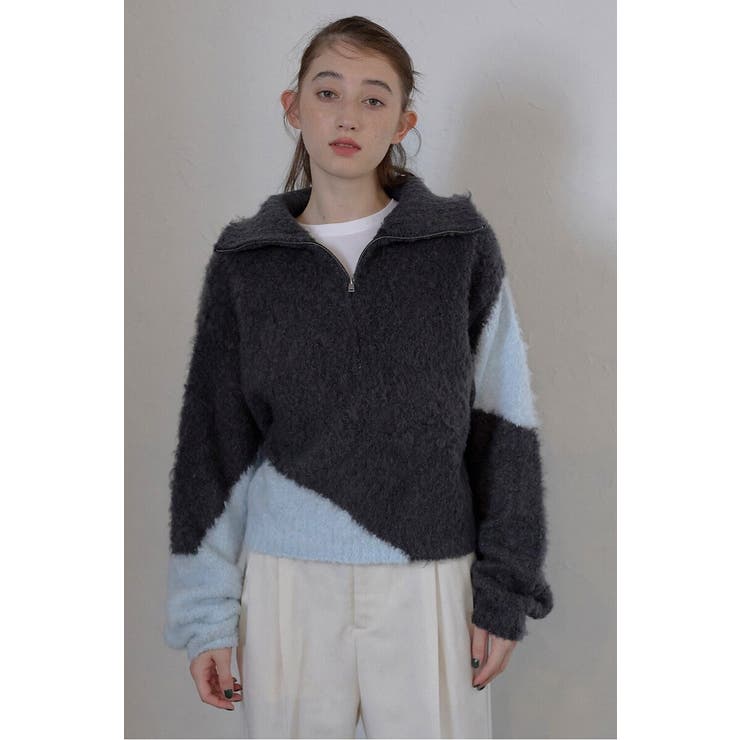 CHARCOAL-GRAY | cropped half zip | BONJOUR SAGAN