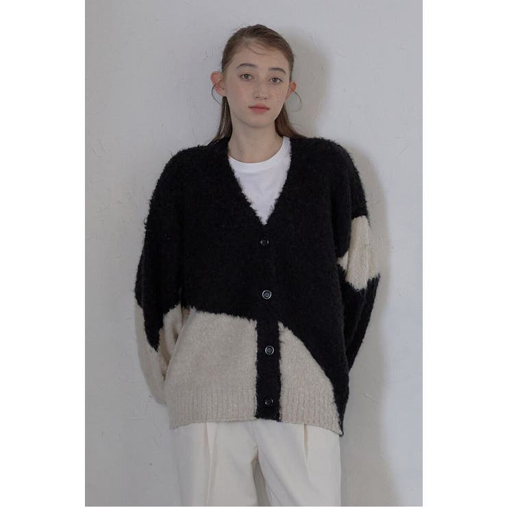 BLACK | loop yarn intarsia | BONJOUR SAGAN