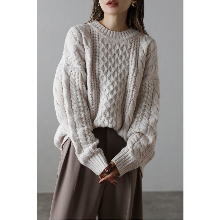 クルーネックミックスケーブルニット 88-004060 | BONJOUR SAGAN | 詳細画像1 