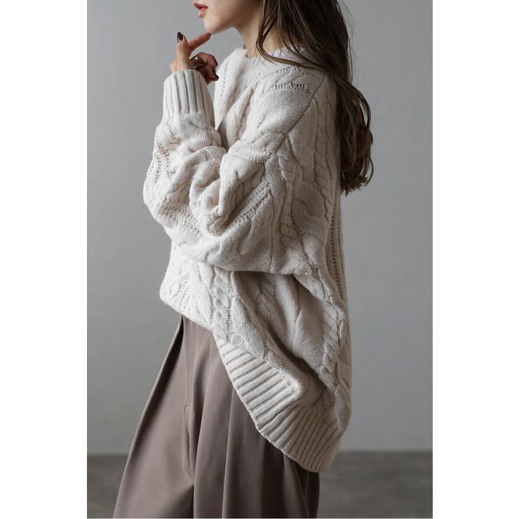 クルーネックミックスケーブルニット 88-004060 | BONJOUR SAGAN | 詳細画像2 